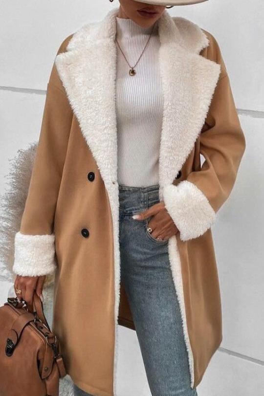 Women's Suede Sherpa Long Coat