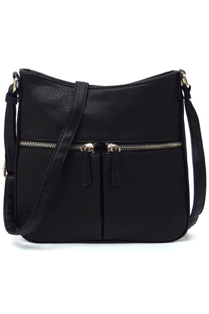 Bolso bandolera con cremallera y borlas en la parte delantera