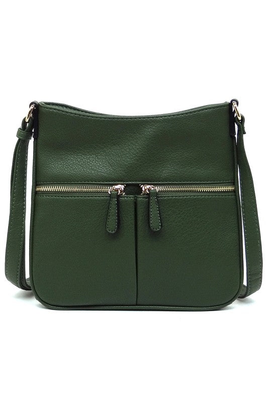 Bolso bandolera con cremallera y borlas en la parte delantera