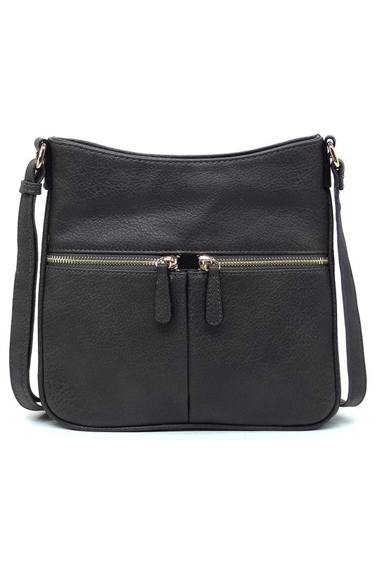 Bolso bandolera con cremallera y borlas en la parte delantera
