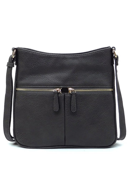 Bolso bandolera con cremallera y borlas en la parte delantera