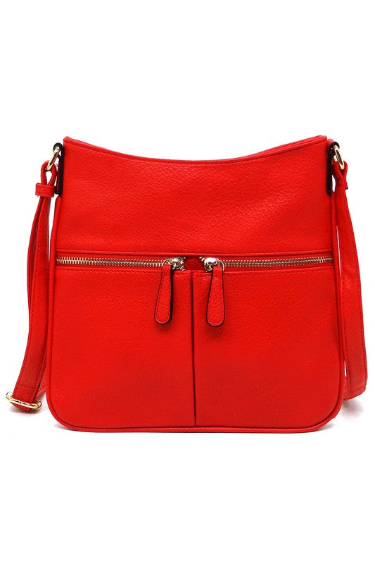 Bolso bandolera con cremallera y borlas en la parte delantera