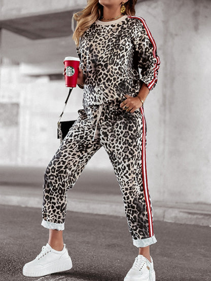 Round Neck Long Sleeve Top and Jogger Set