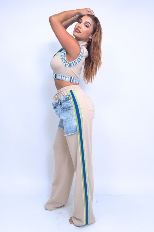 Women's Urban Sporty Streetwear Jean Set