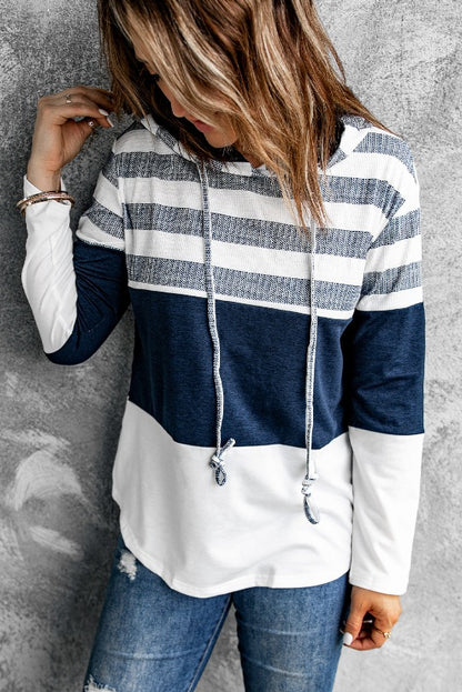 Striped Long Sleeve Pullover Hoodie