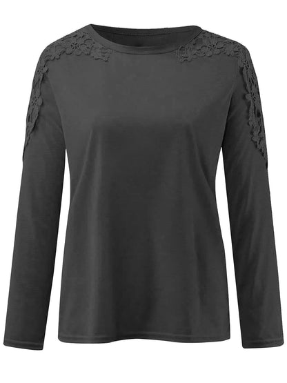 Camiseta de manga larga con cuello redondo y corte de tamaño completo