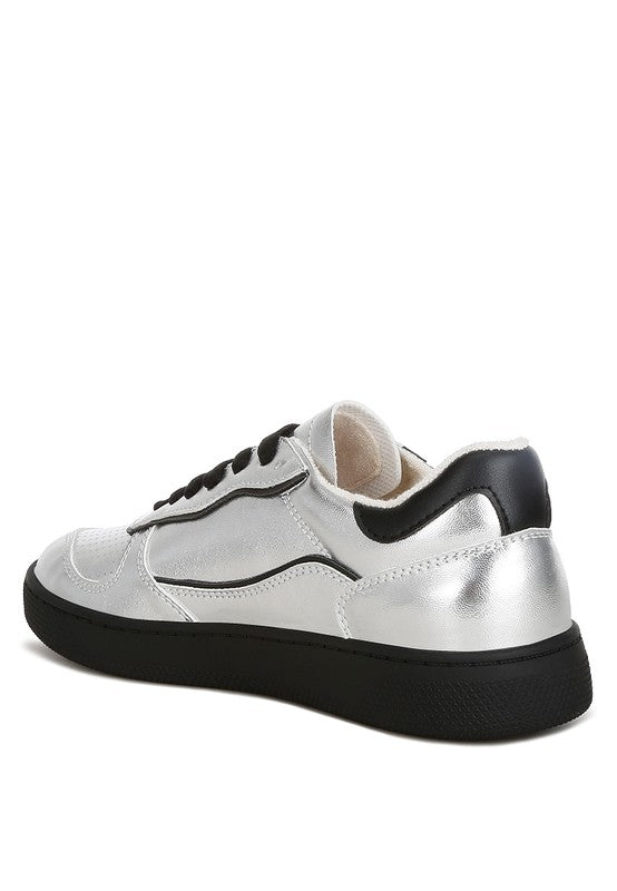 Bold Metallic Faux Leather Sneakers