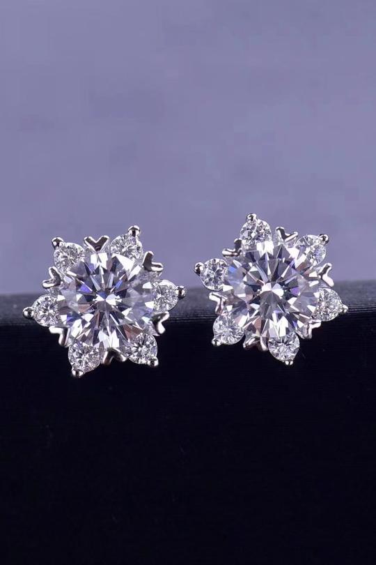 2 Ct. Moissanite Floral Stud Earrings