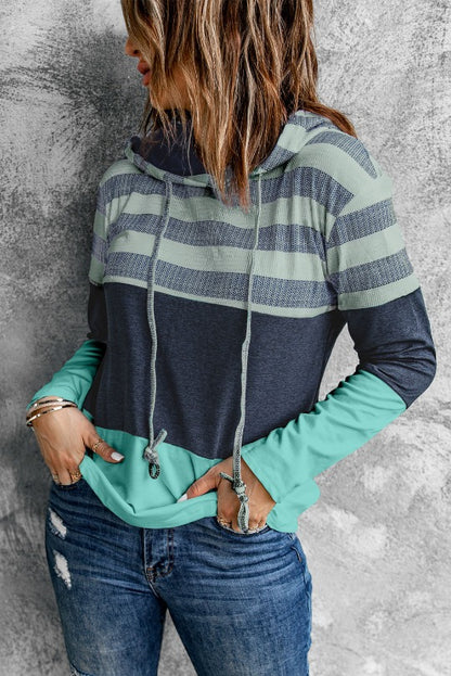 Striped Long Sleeve Pullover Hoodie