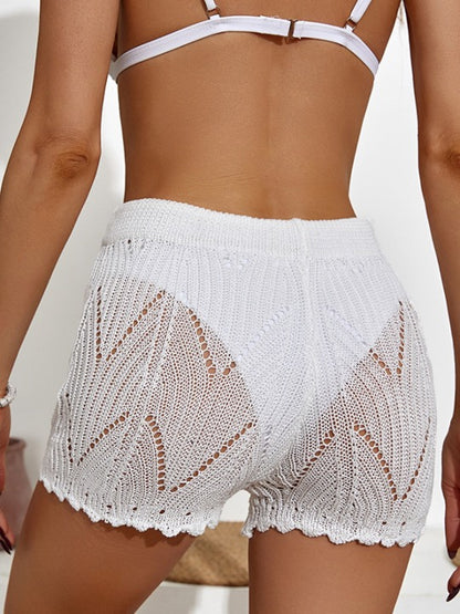 Lace Drawstring Cutout Swim Shorts