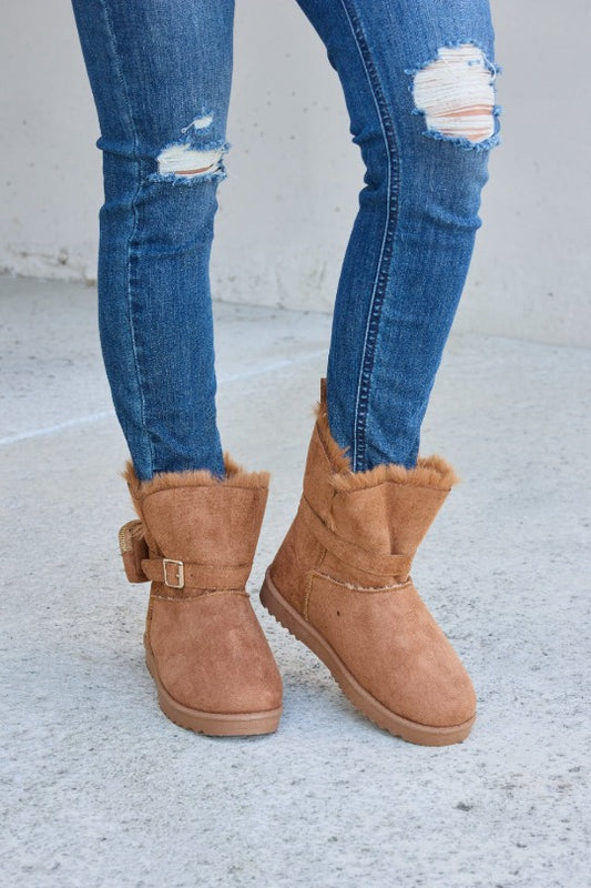 Camel Thermal Mid Calf Flat Boots