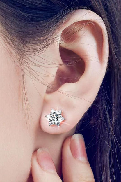 2 Ct. Moissanite Floral Stud Earrings