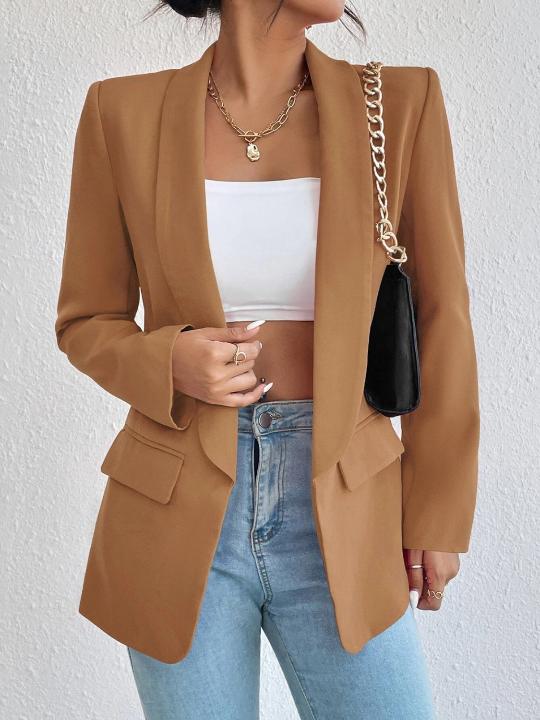 Square Shoulder Long Sleeve Blazer