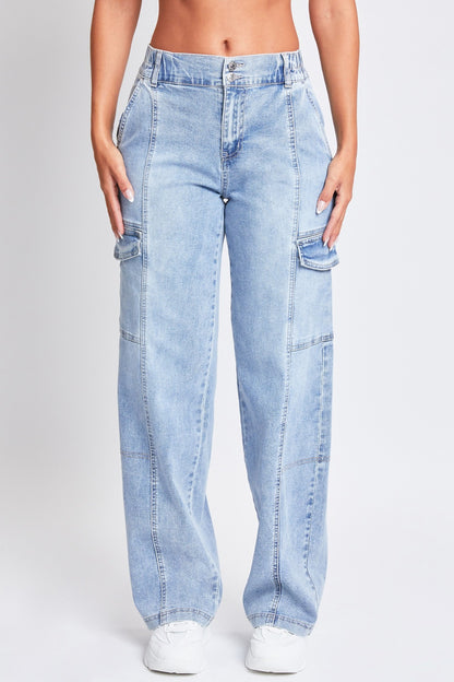 Junior High Rise Straight Leg Cargo Jeans