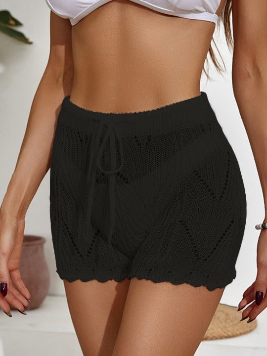 Lace Drawstring Cutout Swim Shorts