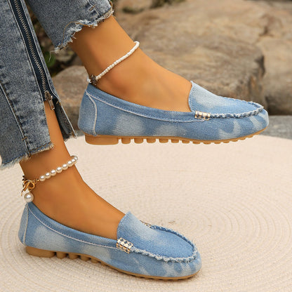 Mocasines planos con punta redonda