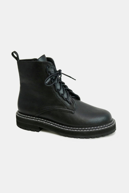 Baretta Faux Leather Lace-Up Boots