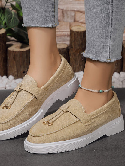 Zapatos planos sin cordones con punta redonda