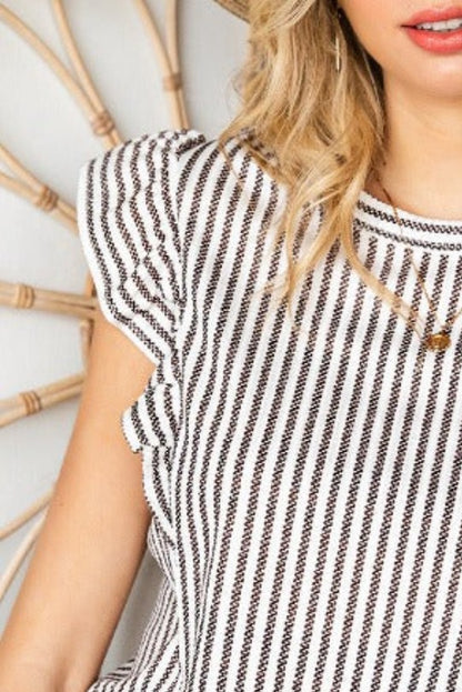 Casual Striped Ruffled Summer Top