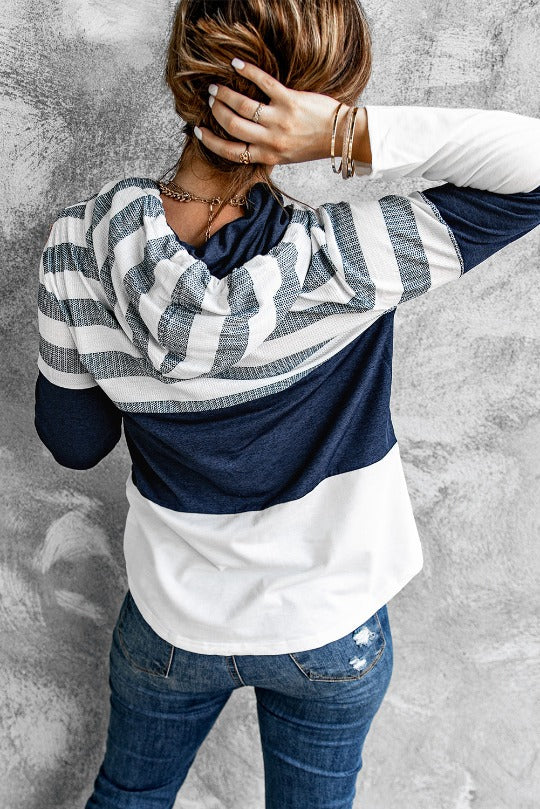 Striped Long Sleeve Pullover Hoodie