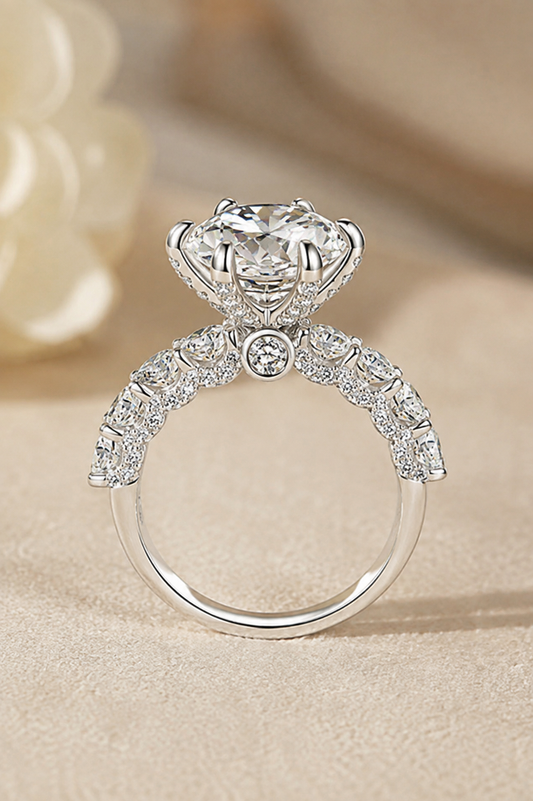 Radiant Moissanite Side Stone Ring