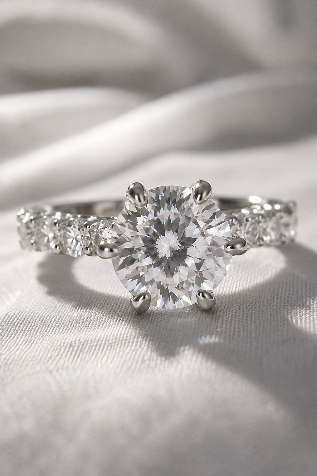 Radiant Moissanite Side Stone Ring