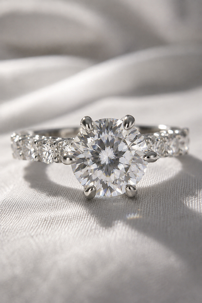 Radiant Moissanite Side Stone Ring