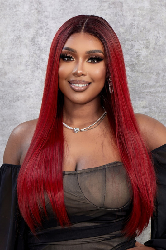 Crimson Red Straight Lace Front Wig