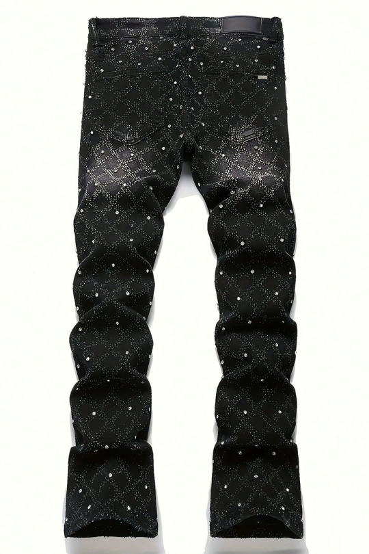 Men's Street Style Slim Fit Rhinestone Denim Jeans