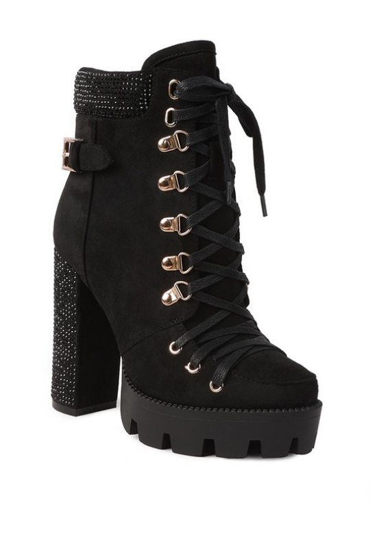 Women's Rhinestone Ankle Platform Booties