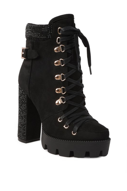 Women's Rhinestone Ankle Platform Booties