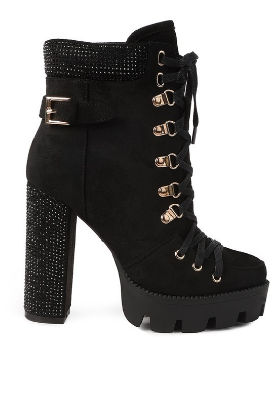 Women's Rhinestone Ankle Platform Booties