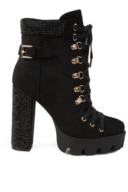 Women's Rhinestone Ankle Platform Booties