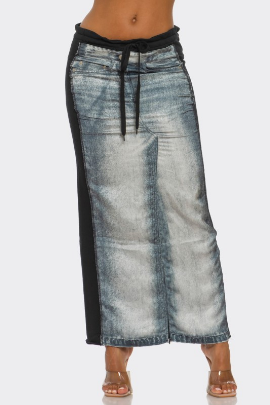 Game Changer Hybrid Denim Maxi Skirt