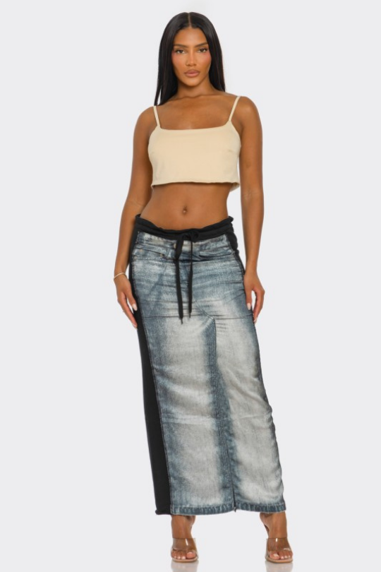 Game Changer Hybrid Denim Maxi Skirt