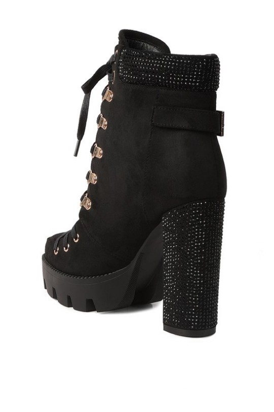 Women's Rhinestone Ankle Platform Booties