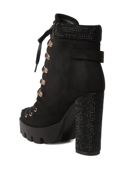 Women's Rhinestone Ankle Platform Booties