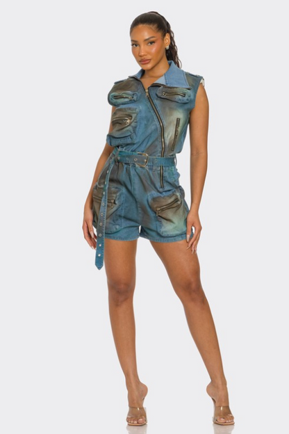 Elemental Urban Edge Zipper Utility Romper