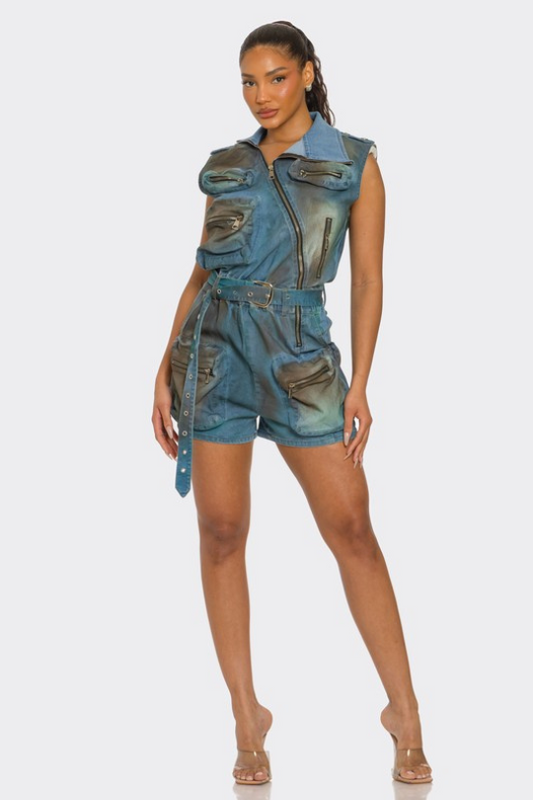 Elemental Urban Edge Zipper Utility Romper