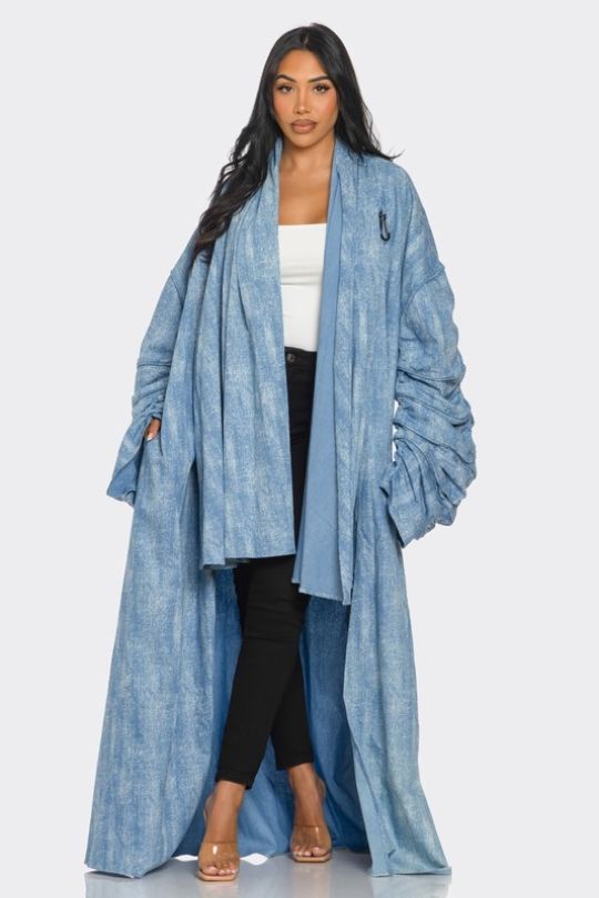 Flowy Draped Denim Statement Jacket