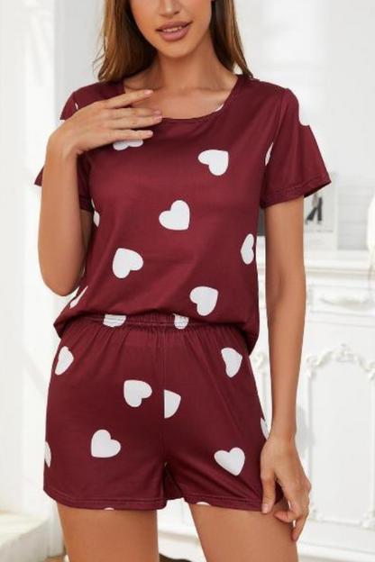 Heart Shaped Top and Shorts Pajama Set