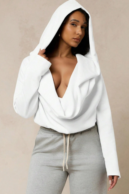 Hooded Cowl Neck Lounge Pullover