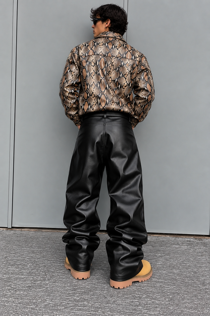 Men’s Blackout Rivet PU Cargo Pants