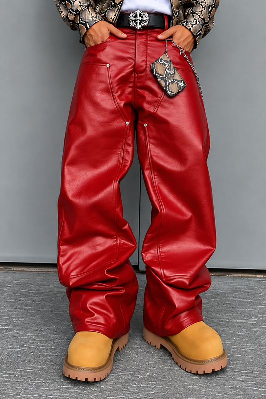 Men’s Blackout Rivet PU Cargo Pants