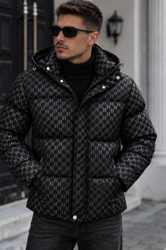 Men’s Blackout Studded Puffer Coat