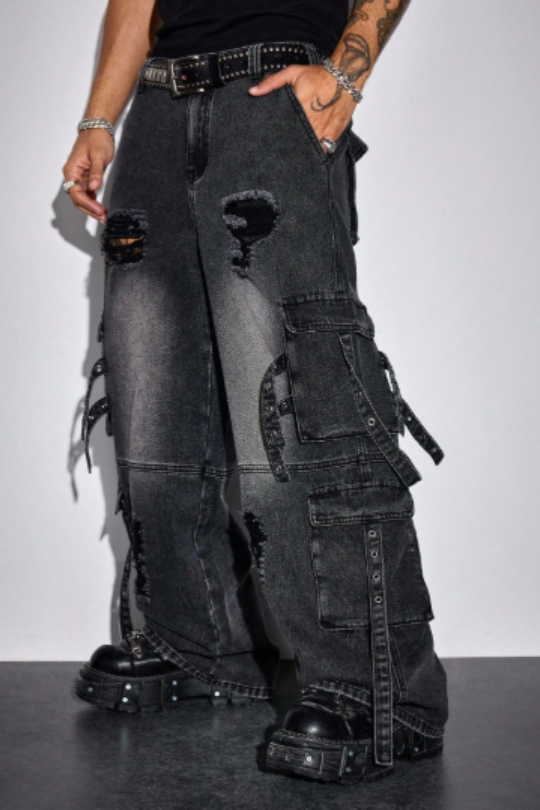 Men's Iron District Distressed Cargo Denim