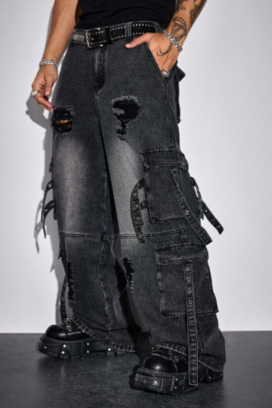 Men's Iron District Distressed Cargo Denim