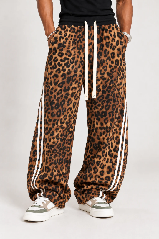 Men's Leopard Theory Wide-Leg Track Pants