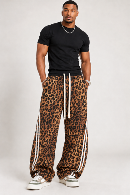 Men's Leopard Theory Wide-Leg Track Pants