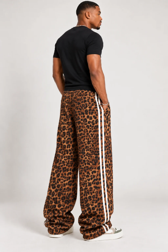 Men's Leopard Theory Wide-Leg Track Pants